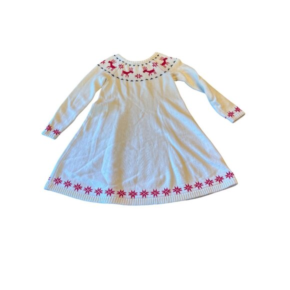 Hanna Andersson Winter Reindeer Knit Sweater Dress 8 Cotton Wool Nordic - Picture 5 of 5